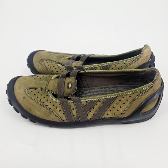 Privo Clarks Slip On Olive Green Driving Shoe Suede Leather Comfort Womens 8.5 M - Picture 3 of 10
